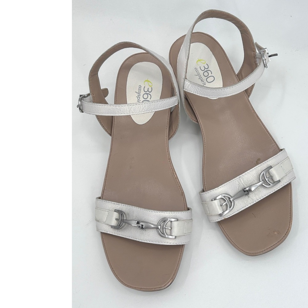 Easy Spirit e360 White Slingback Comfort Sandals Size 6 Horsebit Accent Summer